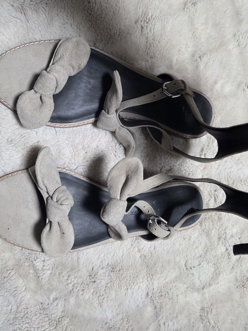 Rebecca Minkoff Taupe Suede Knot Strap Sandals